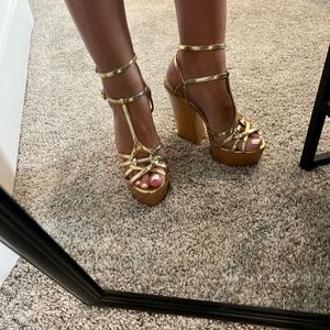 Roberto Cavalli gold platform sandals